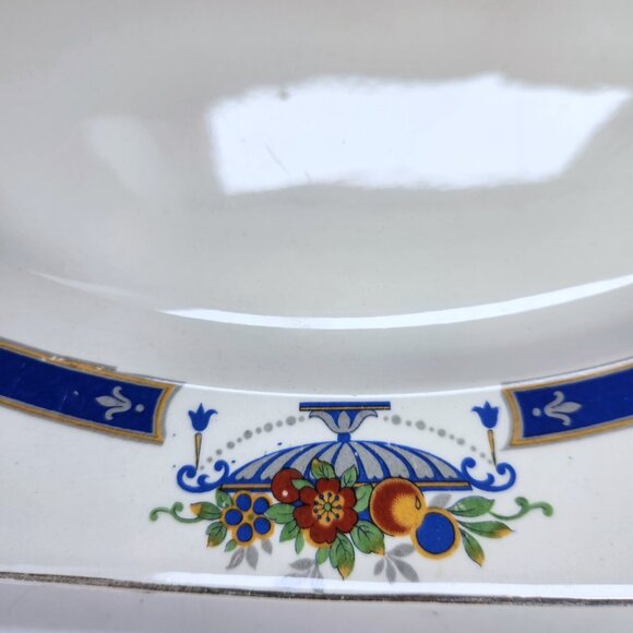 Myott Platter 14" MYO100 Fruit in Urn Blue Band Scalloped Staffordshire England - Picture 7 of 11